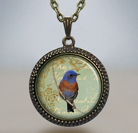 Bluebird necklace bluebird jewelry bird pendant bluebird