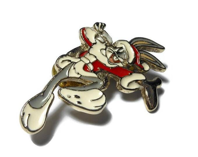 Bugs Bunny tie tack, lapel pin, enamel Warner Bros Santa Claus Bugs Bunny signed Christmas holiday pin