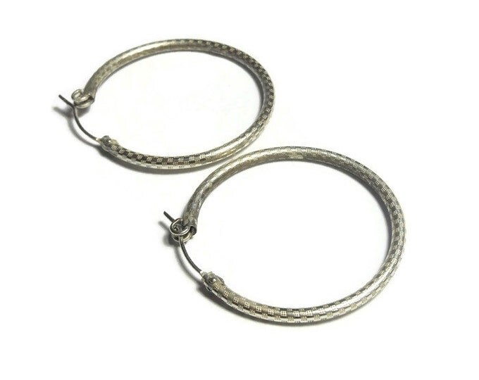 FREE SHIPPING Sterling hoop earrings, large sterling silver hoop earrings, textured 925 hoop pierced tubular light earrings