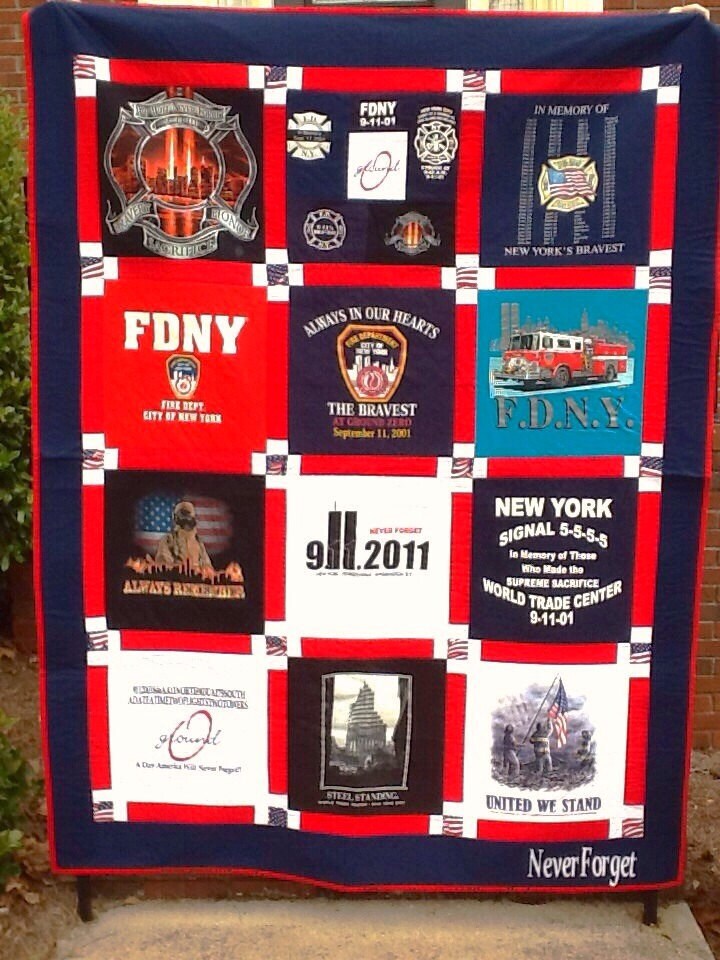 TShirt Quilt New York Fire Department 9/11 Fireman Gift