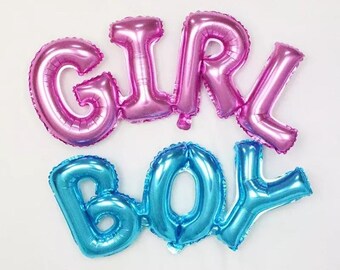 GIRL Balloon or BOY Balloon - Pink Girl or Blue Boy Balloons Letter Balloon Party Ballon ( New Baby Birthday Party Decor Balloon Supplies )