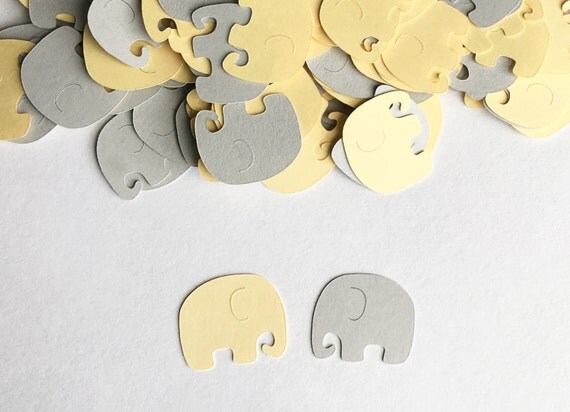 Elephant Baby Shower Confetti - Yellow and Gray Il_570xn