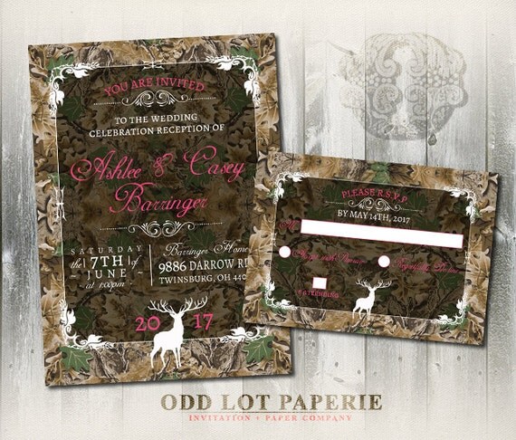 Camo Wedding Invitation And RSVP Set Rustic Camo Wedding Invitation And RSVP Set Rustic