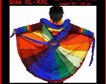 eLF sWEATER, size XL, size XXL, elf cOAT, dRESS, pixie, women hoodie, costume, sweater, patchwork coat, one of a kind Recycled dress, jacket