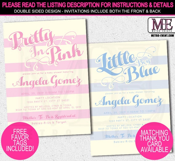Pink or Blue. Modern Baby Shower Invitations Il_570xn