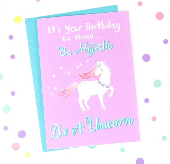 printable be a unicorn birthday card by little luxuries