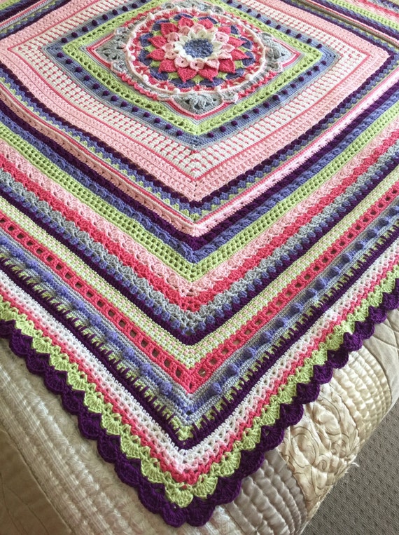 Crochet Cotton Stitch Sampler Blanket