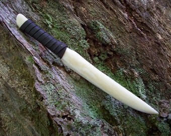Handmade TO ORDER Bone knife Athame and buckskin leather sheath native american craft weapon indian mountain man ritual knife