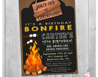Bonfire Invitation, Bonfire Party Invitation, Bonfire Invitations Printable, Bonfire Night Invites