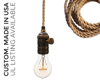 Ship Rope Cord Nautical Bare Bulb Pendant Light