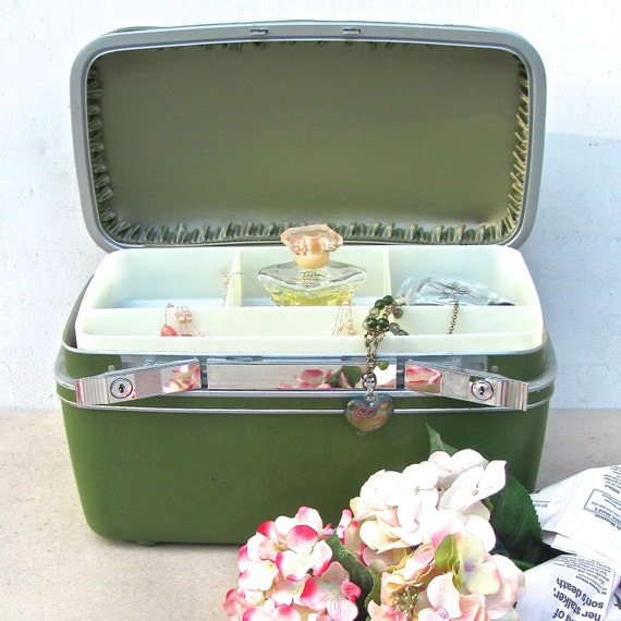 Green Samsonite Train Case Vintage Luggage Cosmetics Case