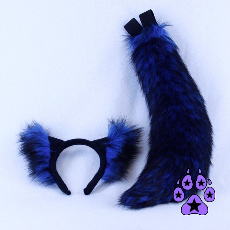 Pawstar WOLF Ear & Mini TAIL Set Realistic Plush Ears