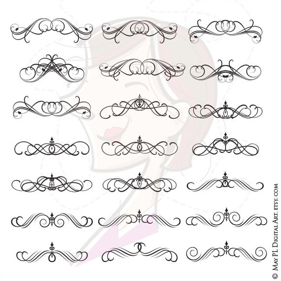 Swirl Digital Clipart Flourish Clip Art Commercial Use Design Swirl Digital Clipart Flourish Clip Art Commercial Use Design Elements Diy Classic Wedding Invitations Sbooking 10304