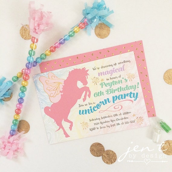 Custom Magical Unicorn Invitations