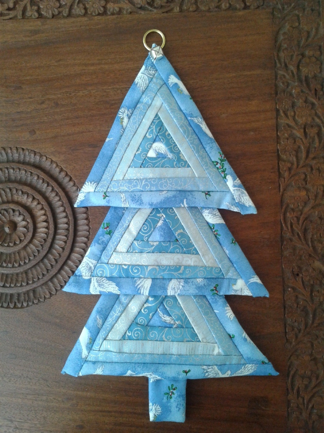 quilted blue christmas tree wall hanging by craftavie on etsy quilted blue christmas tree wall hanging by craftavie on etsy