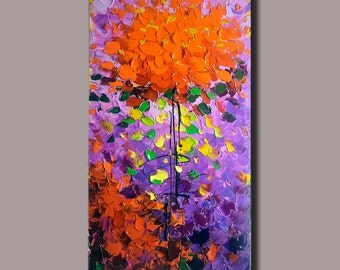 contemporary wall art, Palette Knife Painting,colorful flowers wall decor Modern Textured Painting, Home Decor, ON Canvas by Chen x11