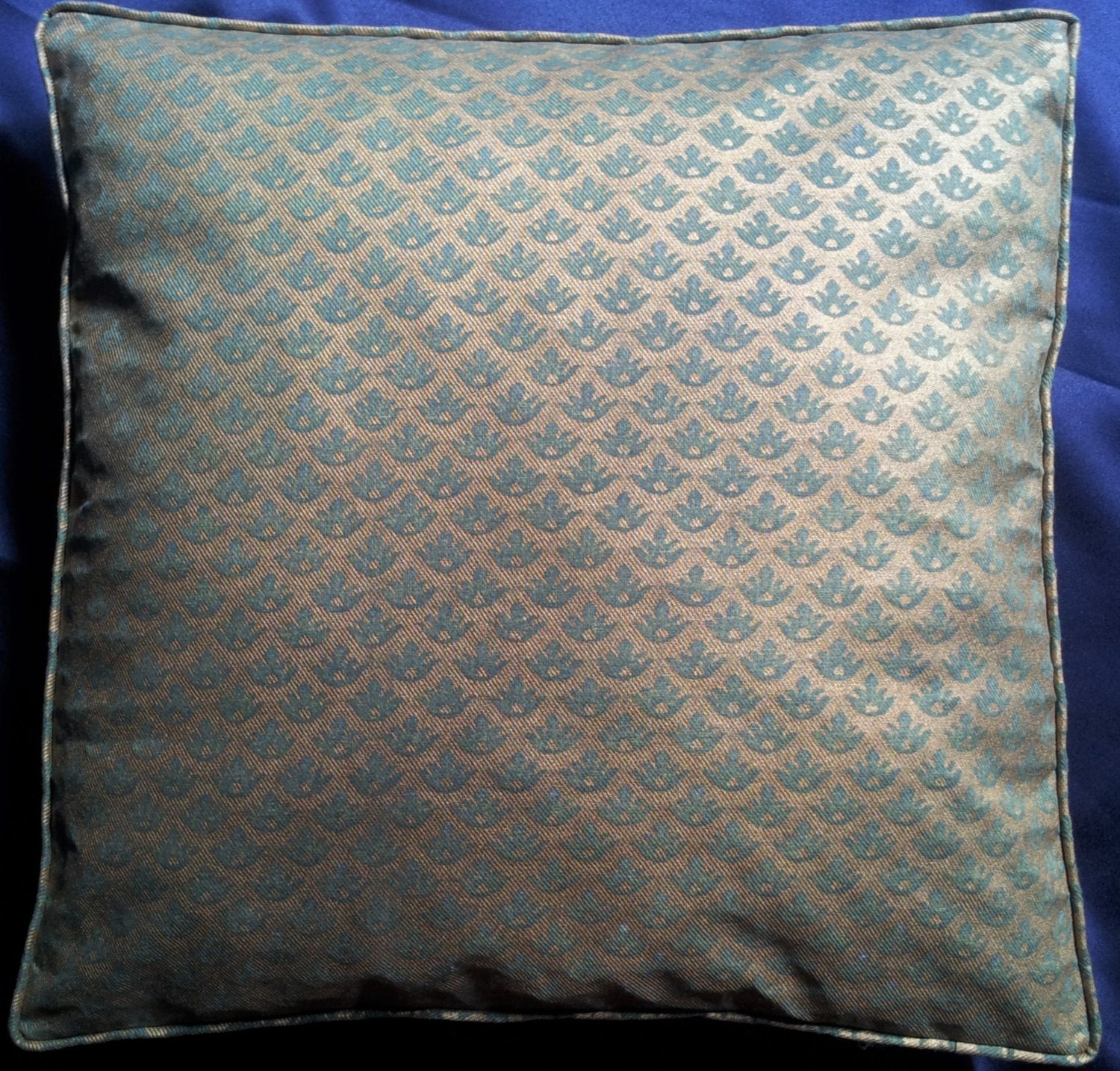 Fortuny Fabric Box Edge Throw Pillow Cushion Cover Green