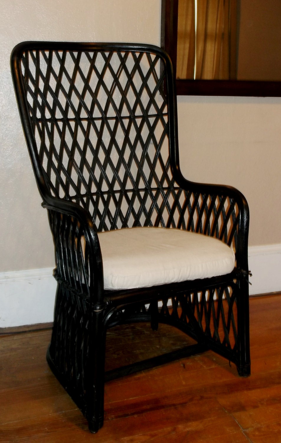 Upcycled Mid Century RATTAN High Back Chair Side Vintage 1960’s 1970’s