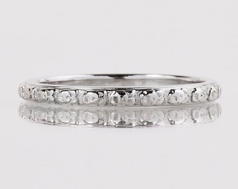 Antique Wedding Band - Antique 18k White Gold Etched Eternity Wedding Band