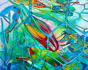 Crab Pot Full-Art by Jen Callahan Tile,Cuttingboard,Paper Print