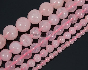 Natural Rose Quartz Gemstone Round Beads 16'' 2mm 3mm 4mm 6mm 8mm 10mm 12mm for Jewelry Making Crafts