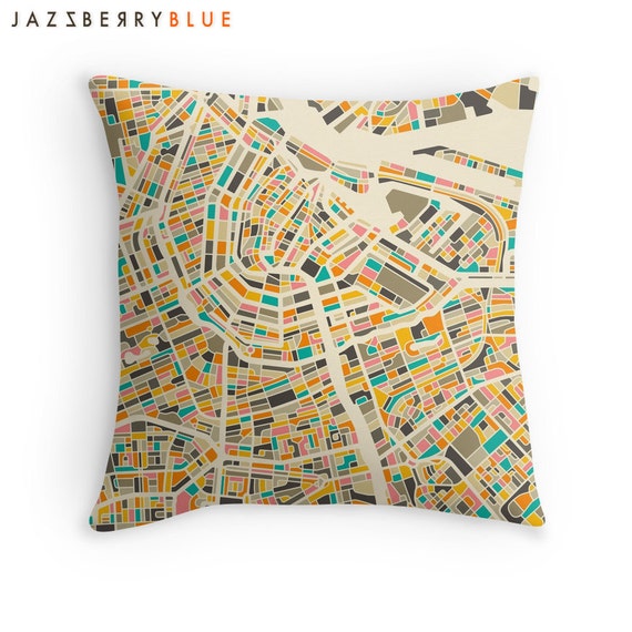AMSTERDAM MAP Throw pillow for your home decor ivory