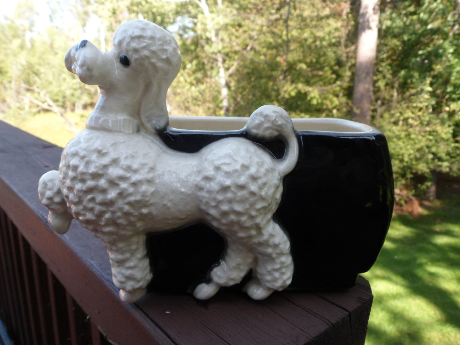 Royal Copley White Poodle Planter