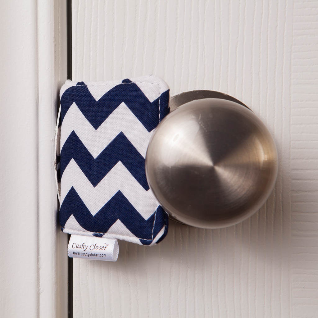 The Original Cushy Closer Door Cushion Navy & White Chevron