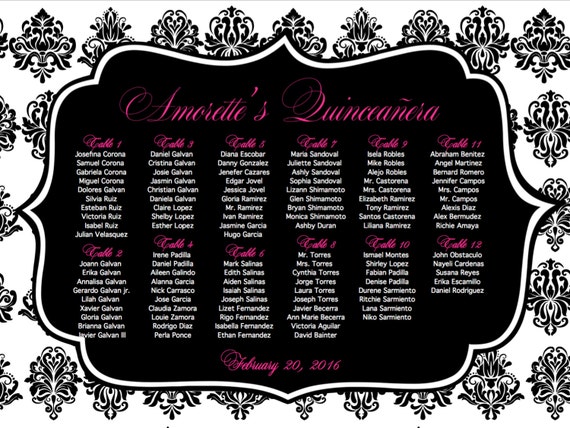 Quinceanera Seating Chart