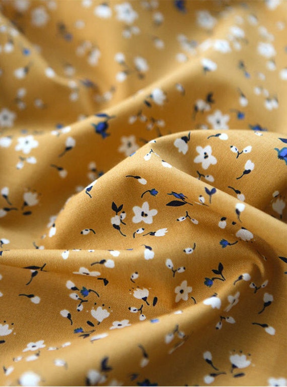 Flowers Cotton Fabric Gold By the Yard 82831 by landofoh on Etsy