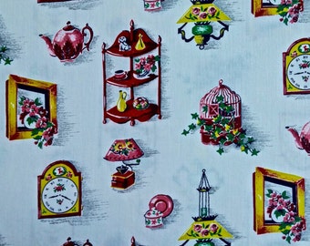 Vintage 36 inch wide Household Print Fabric 1 yard 34 inches long