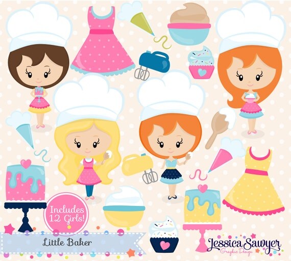 INSTANT DOWNLOAD, baking clipart and vectors for baking logo, crafts, or commercial use Il_570xn