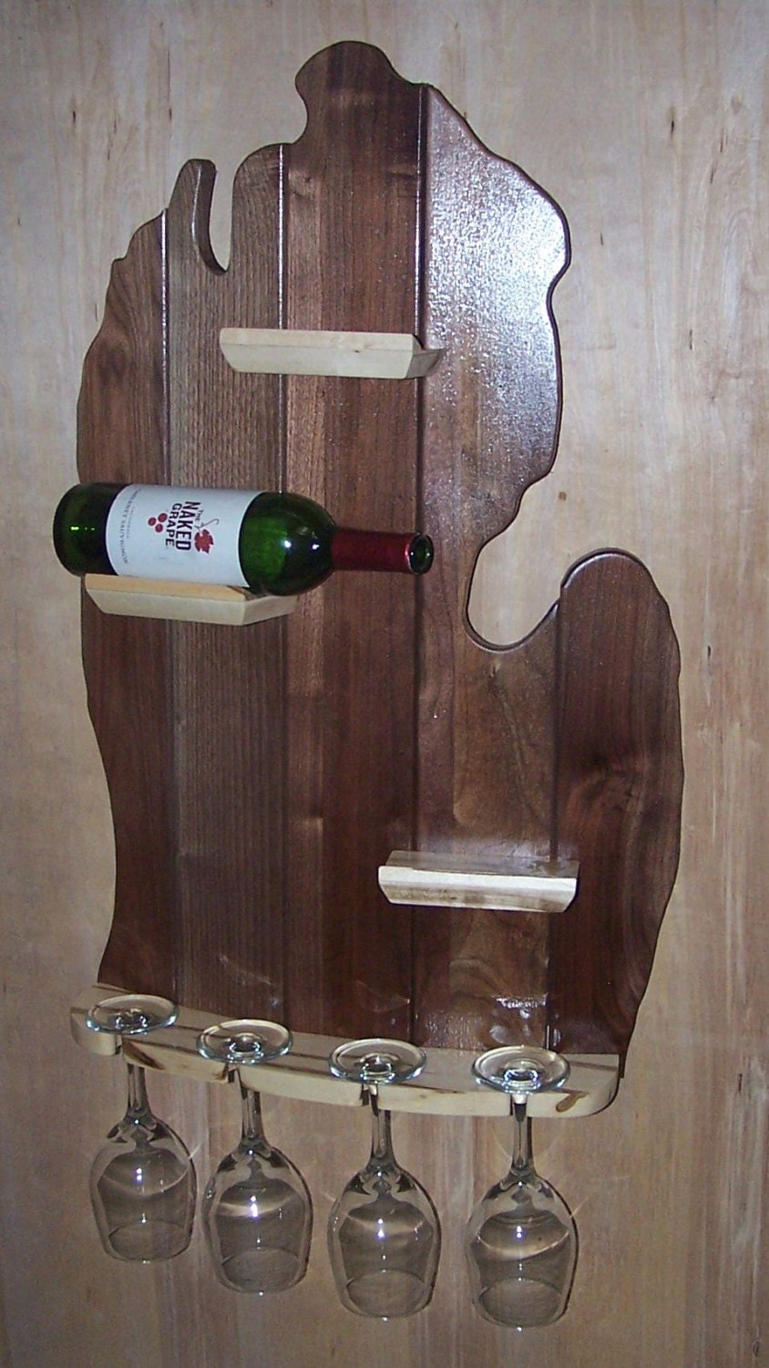 Large walnut Michigan wine rack