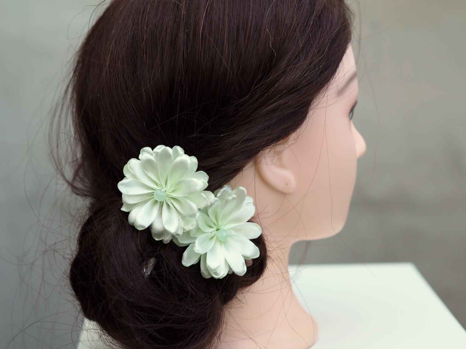Flower Bobby Pins Flower Girl Pin Green Hair Pins Flower