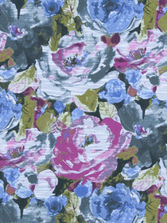 Purple Grey Floral Upholstery Fabric by PopDecorFabrics on Etsy