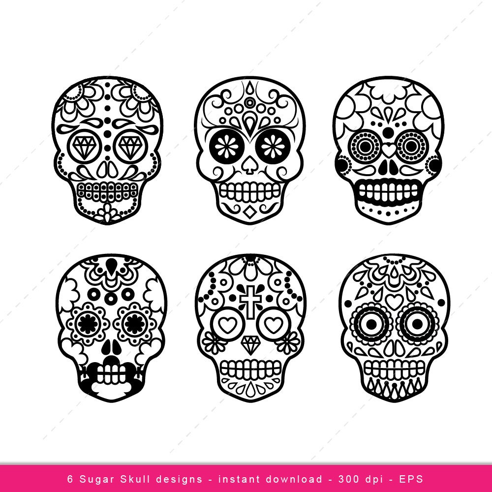 Sugar Skull Clip art Halloween Digital clipart Scrapbook