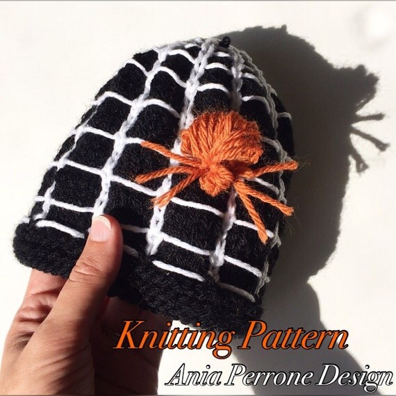 Items similar to Knit Spider  Baby Hat Black and White  with