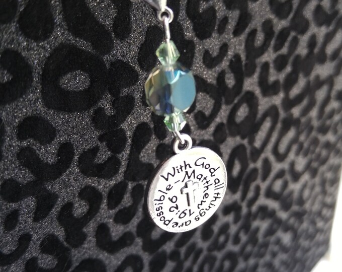 With God all Things...Keychain Charm, Owl Jewelry Charm, Religious Gift, Christian Gift, Necklace Charm, Suncatcher, Scripture, Bible, CDK #
