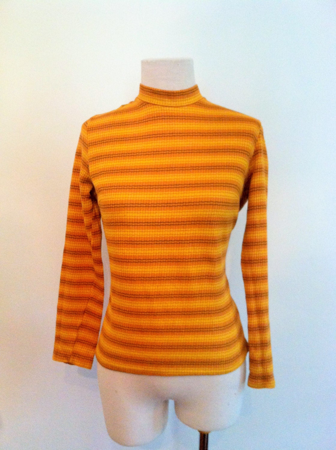 Vintage 1960s Sweater // Thermo-Jac // Orange and Yellow Striped ...