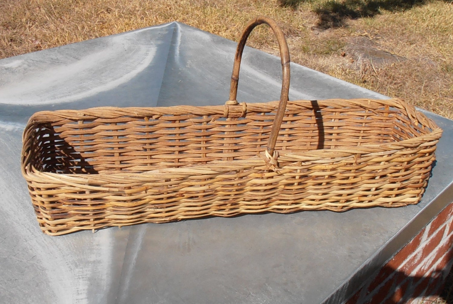 extra long vintage woven basket over 2 foot long vintage