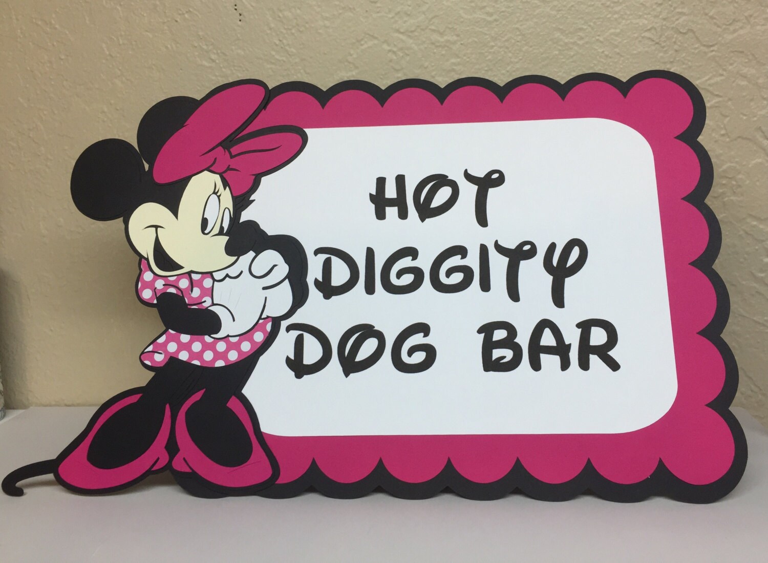 Minnie Mouse Hot Diggity Dog Bar Party table sign