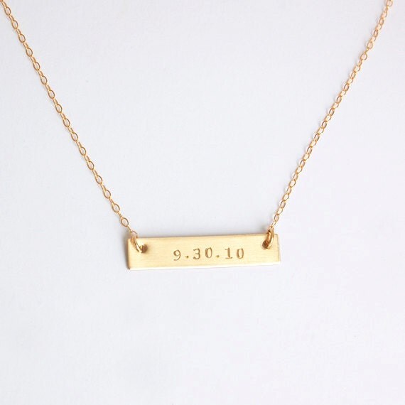 Personalized Couples Bar Necklace with Name & Date Silver