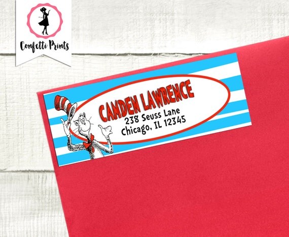 DR SEUSS Return Address Label | Dr Seuss Birthday | Dr Seuss Party | Personalized Address Label | Address Sticker | Printable Address Labels Il_570xn