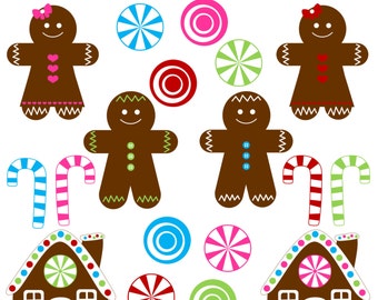Gingerbread Clipart - Dark Brown - Instant Download