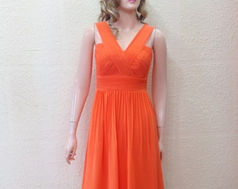 Orange Bridesmaid Dress. Party Dress. Chiffon Dress.