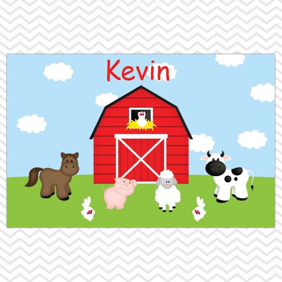 Customized Barn Yard Red Placemat Personalized by sharenmoments