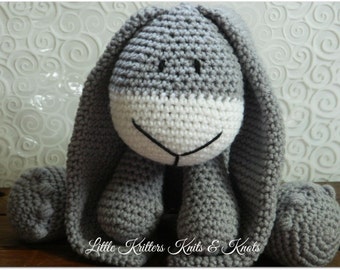 Light Grey Bunny Rabbit Amigurumi Stuffed Toy