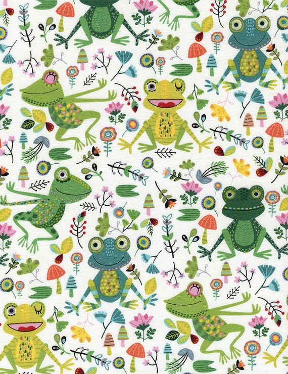 Happy Frogs C4095 on White by Timeless Treasures