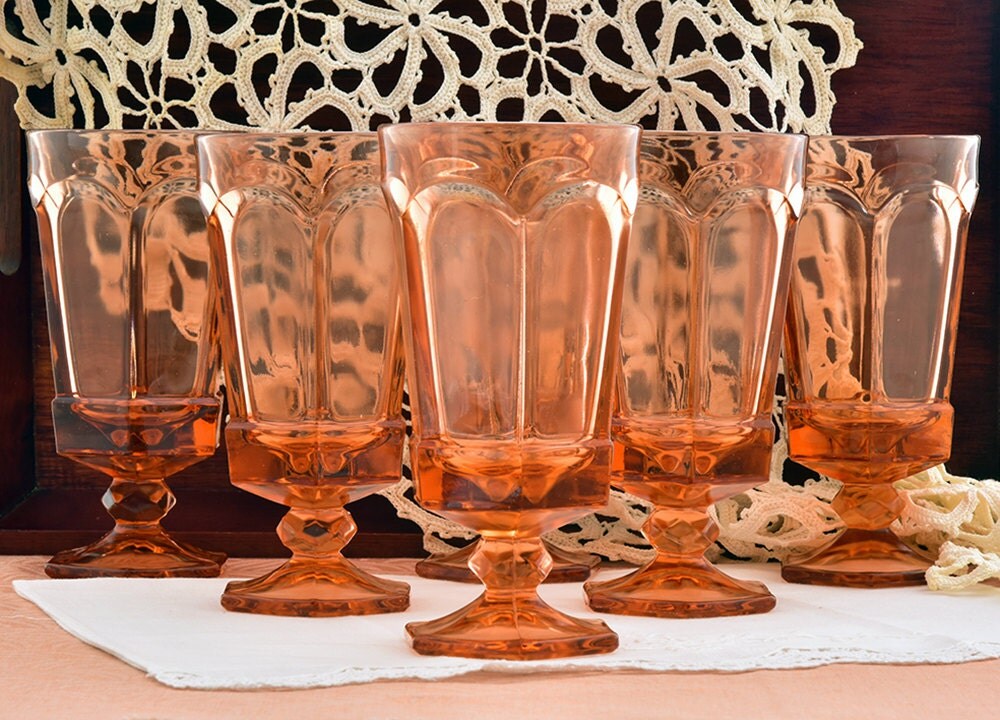 Water Goblets Iced Tea Glasses Fostoria Virginia Peach