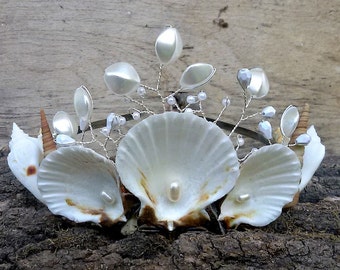 Mermaid Hair Accessories, Mermaid crown, seashell crown, Beach Wedding Crown, seashell siren, costume Ariel, beach, crown